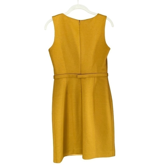 VINTAGE T TAHARI Sheath Belted Twisted Neckline Sleeveless Dress Gold Size 2 - Picture 4 of 14